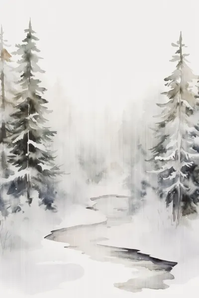 Snowy Forest Stream by Andrea Haase