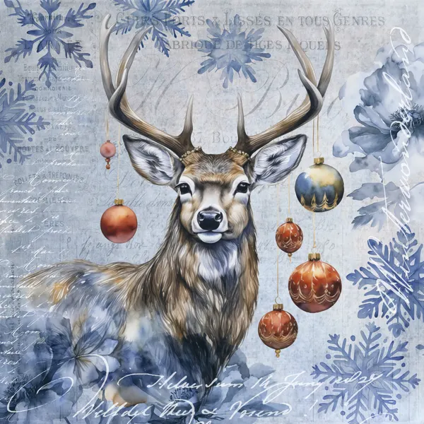 Festive Blue Deer by Andrea Haase