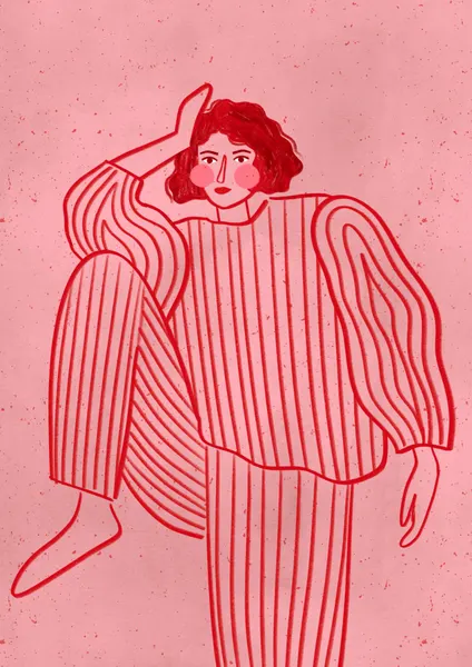 Woman In Pink Stripes by Bea Müller