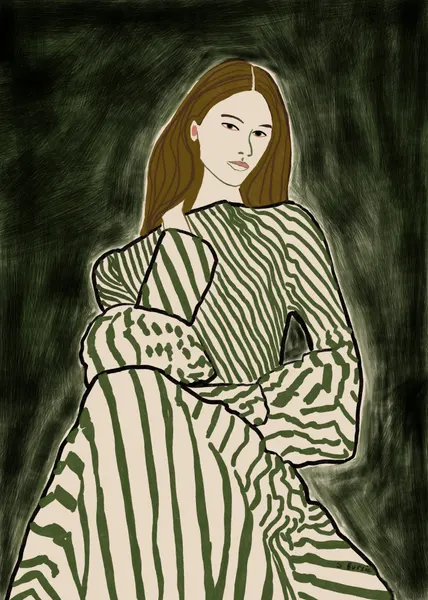Fashionable Striped Woman by Sharyn Bursic