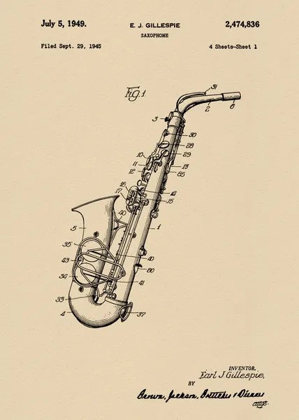 Vintage Saxophone Patent by Andreas Magnusson
