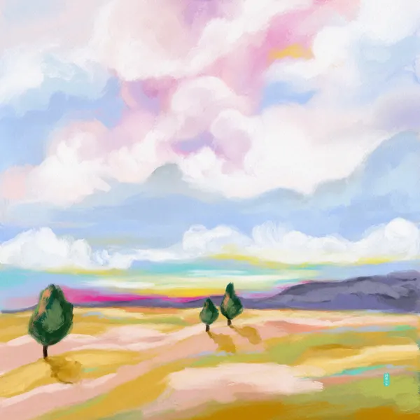 Dreamy Pastel Landscape by Dirkie Nell