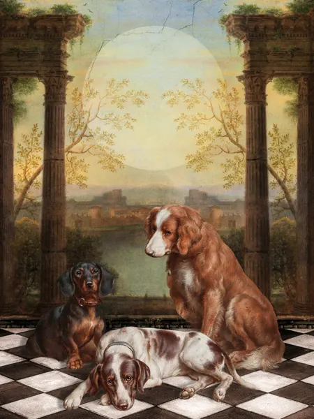 Three Dogs Ancient Ruins by Marja van den Hurk