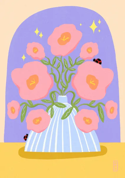 Sparkling Floral Ladybugs by Dirkie Nell