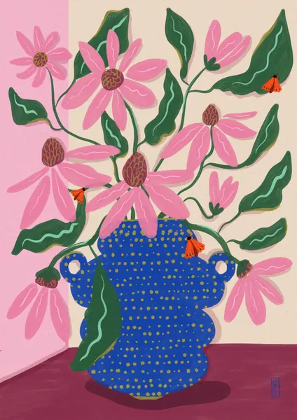 Vibrant Pink Blooms by Dirkie Nell