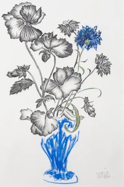 Blue Vase Floral Bouquet by Mette Rix