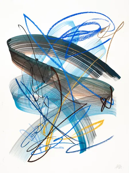 Dynamic Blue Strokes by Mette Rix