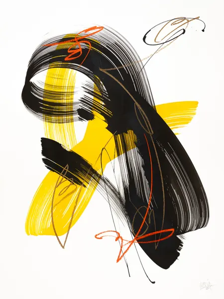 Abstract Yellow Black Swirl by Mette Rix
