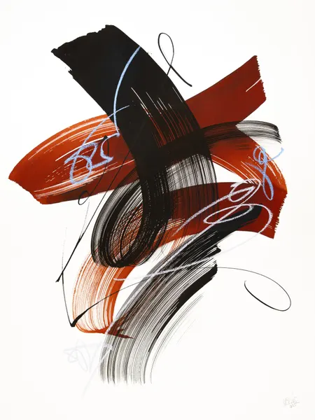 Dynamic Red Black Strokes by Mette Rix