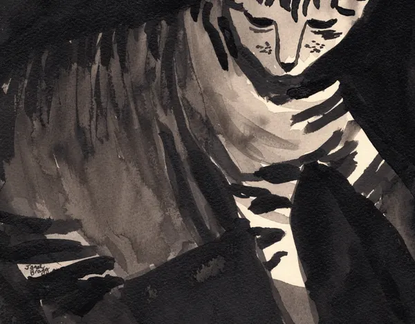 Quiet Striped Cat by Janel Bragg