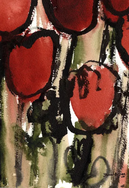 Moody Red Flowers by Janel Bragg