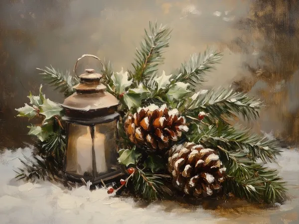 Snowy Winter Lantern Glow by Jolly and Dash