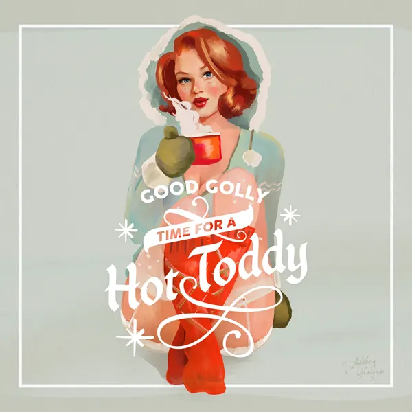 Hot Toddy Redhead Vintage Winter Cocktail Art by The Whiskey Ginger