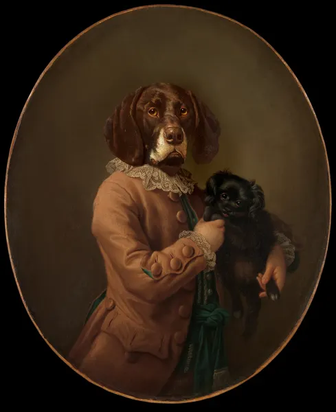 Whimsical Dog Portrait by Marja van den Hurk