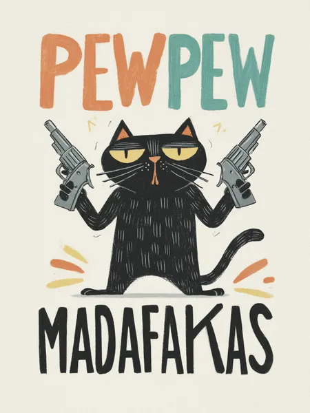 Pew Pew Madafakas Cat by Andreas Magnusson