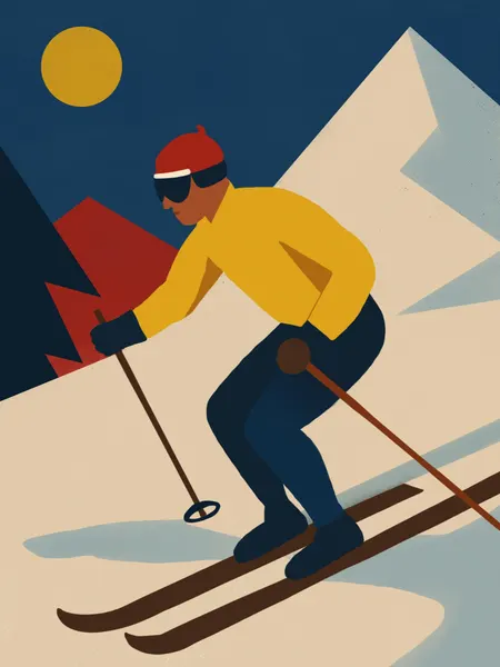 Retro Mountain Skier by Little Dean