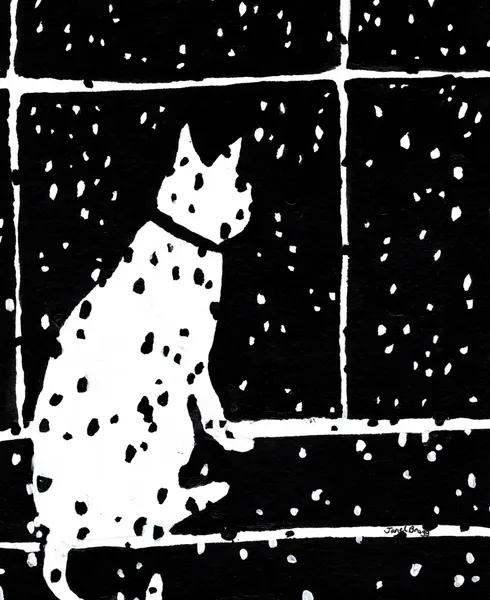 Spotted Cat Winter Window by Janel Bragg
