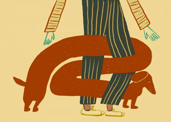 Long Dachshund Embrace by Sharyn Bursic