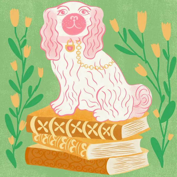 Pink Staffordshire Dog by Carrie Cantwell