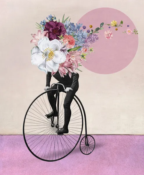 Flower Head Penny Farthing by Marja van den Hurk
