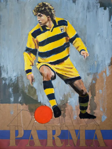 Yellow Striped Soccer Player by David Diehl
