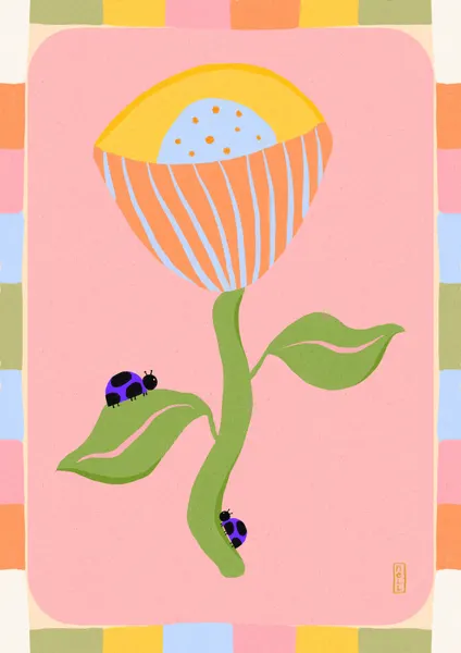 Pastel Flower Ladybugs by Dirkie Nell