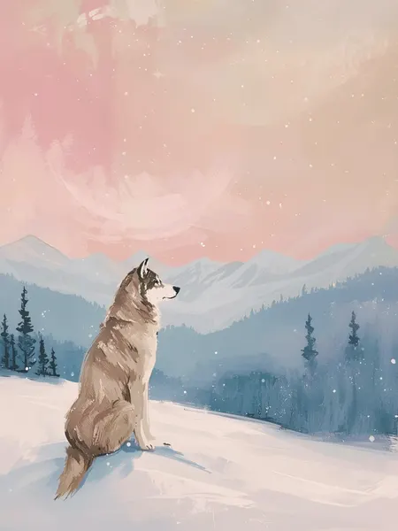 Serene Husky Mountain Sky by Ohkimiko