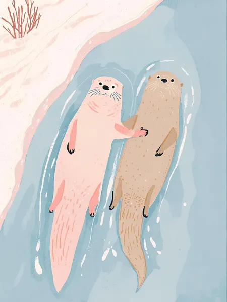 Otters Holding Hands by Ohkimiko