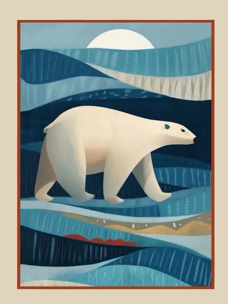 Arctic Polar Bear Stroll by City Art