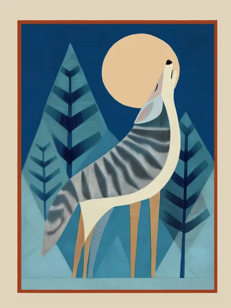 Wolf Howling Moon by City Art
