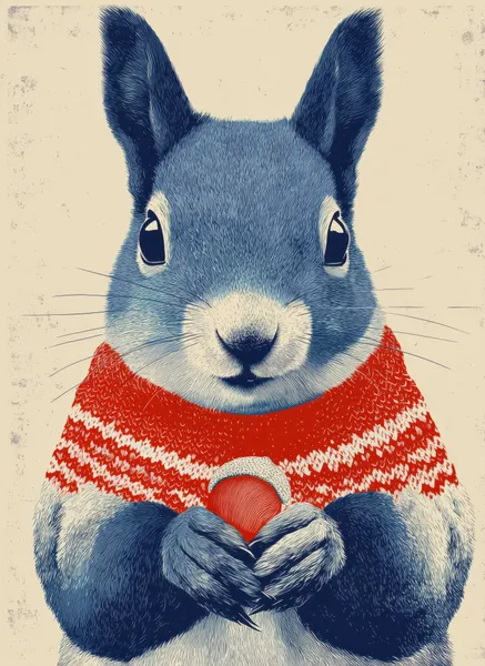 Cozy Winter Squirrel by Justyna Jaszke