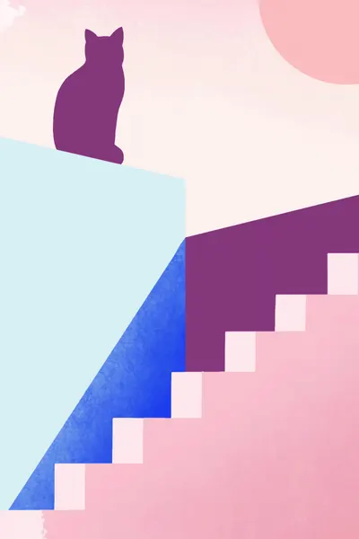 Geometric Cat Stairway by jay stanley
