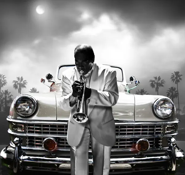 Jazz Trumpeter Vintage Car by LARRY BUTTERWORTH