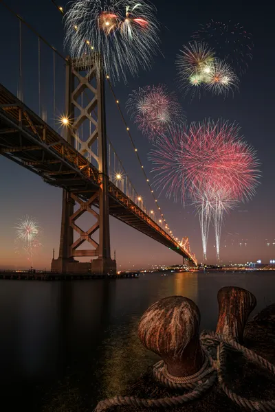 Bay Bridge Fireworks Night by DonnaHom APA
