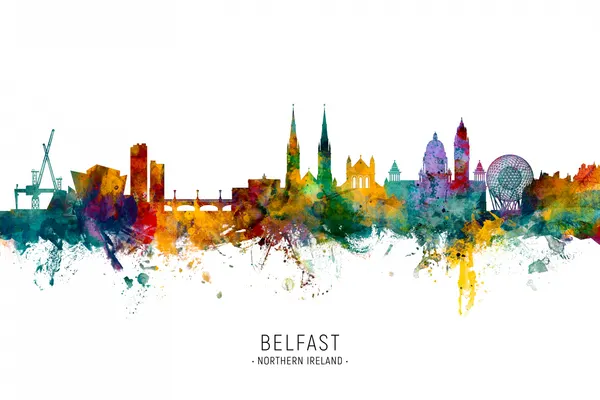 Colorful Belfast Skyline by Michael Tompsett