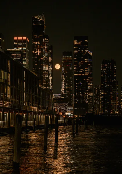 Moonlit City Waterfront by Tong Zhang