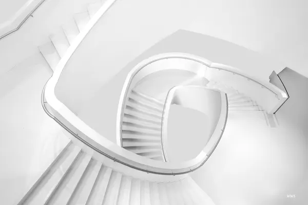 Modern White Spiral Staircase by Wilma Wijers Smeets