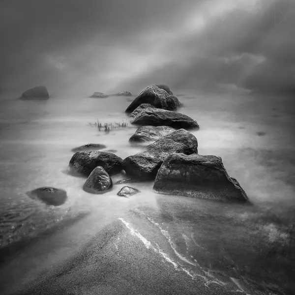 Misty Coastal Rocks by Joanna Maciszka