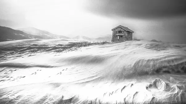 Windswept Winter Cabin by YoungIl Kim