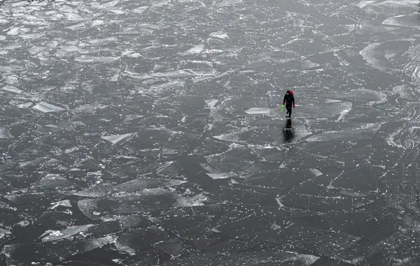 Solitary Walk on Ice by Karim Al Thahaby