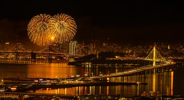 San Francisco Bay Fireworks by Ning Lin