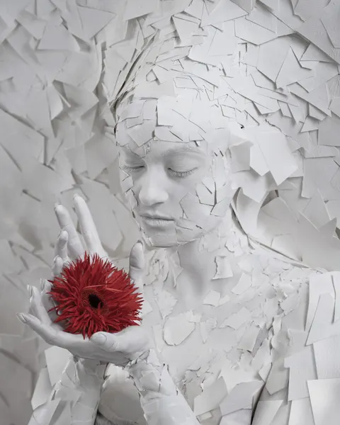 Fragmented Beauty Red Flower by Yasin Hasanian