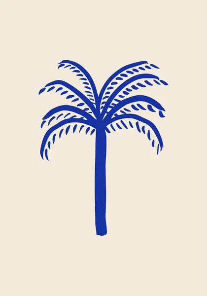 Minimalist Blue Palm Tree by Pictufy Studio