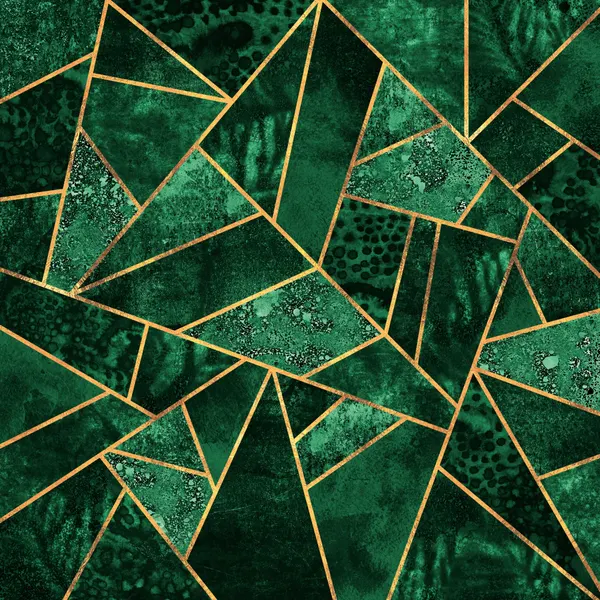 Emerald Gold Geometric by Elisabeth Fredriksson
