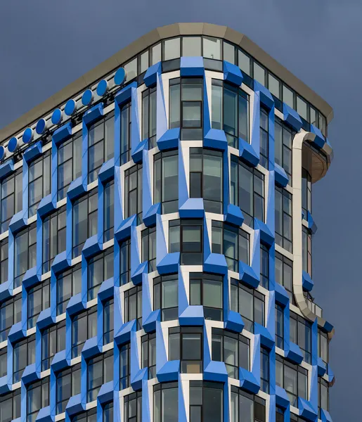 Blue Geometric Building by Jef Van den Houte