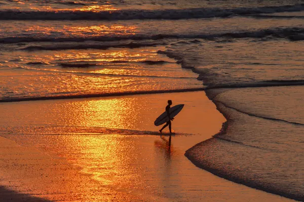 Surfer's Golden Walk by Guy Wilson
