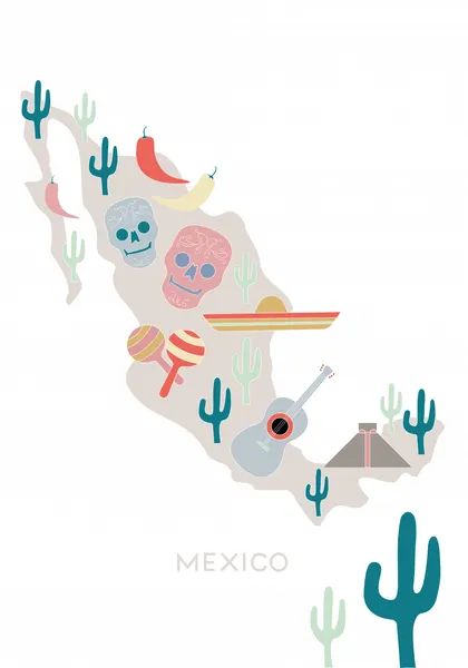 Colorful Mexico Map by Pictufy Studio II
