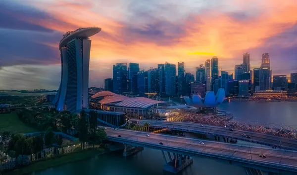 Singapore Skyline Sunset by Jianping Yang