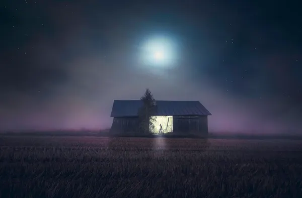 Moonlit Barn Glow by Mika Suutari