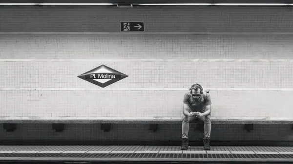 Solitary Subway Traveler by Martin Wong